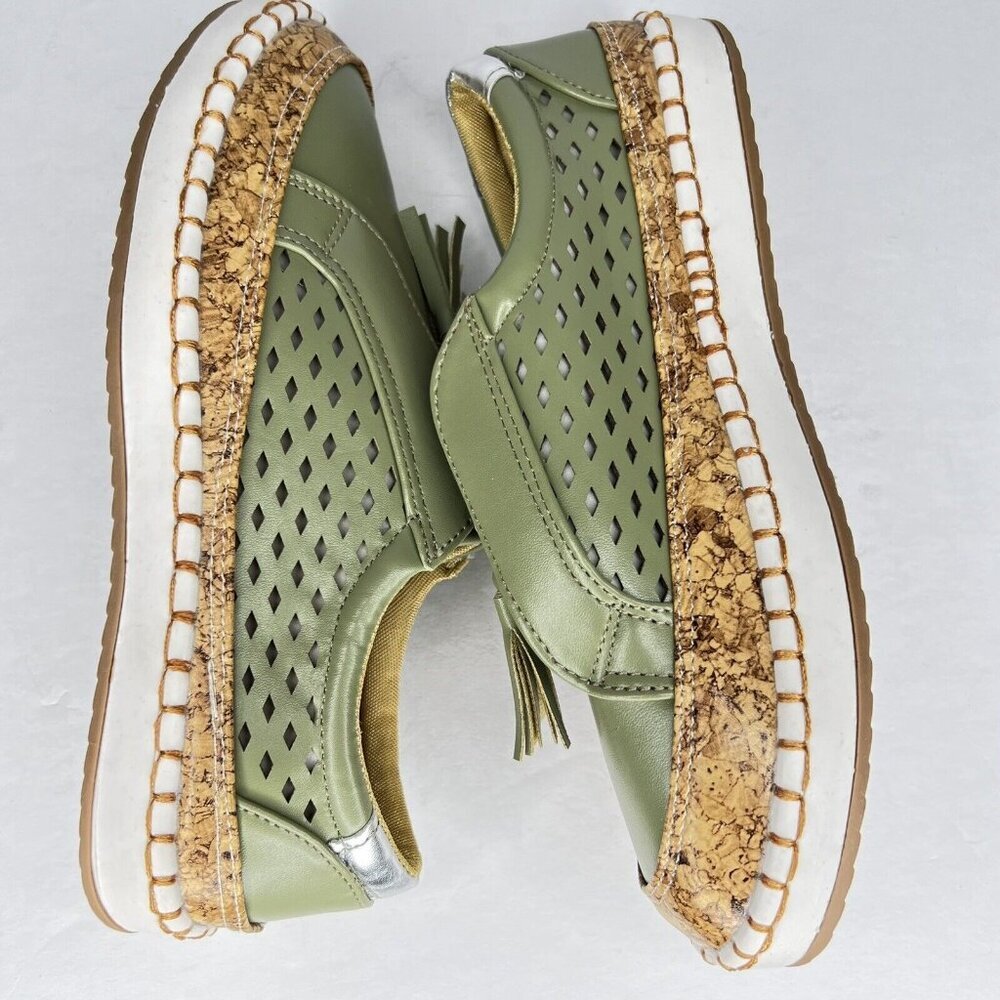 Breathable Avocado Light Weight Womens Size 7 Casual Sneaker Cork- Like Accent - Picture 6 of 9